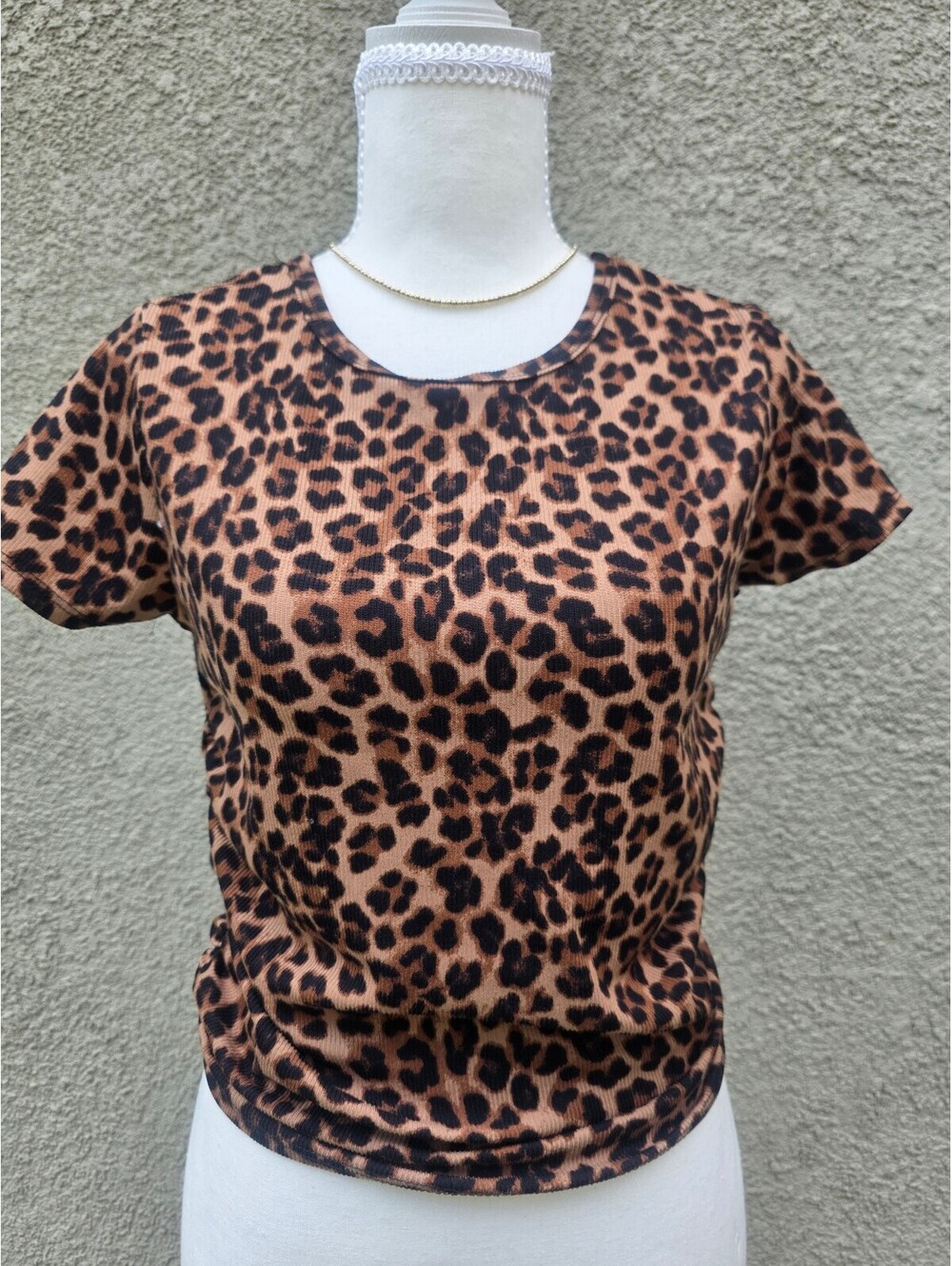 Leopard Print Short Sleeve Top with Side Ruching